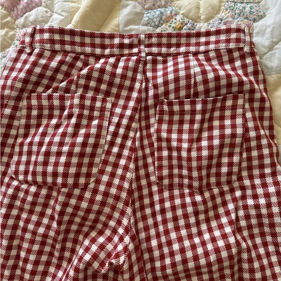 Nudie Jeans Red and White Checkered Wide Leg Pants - Picture 4 of 6